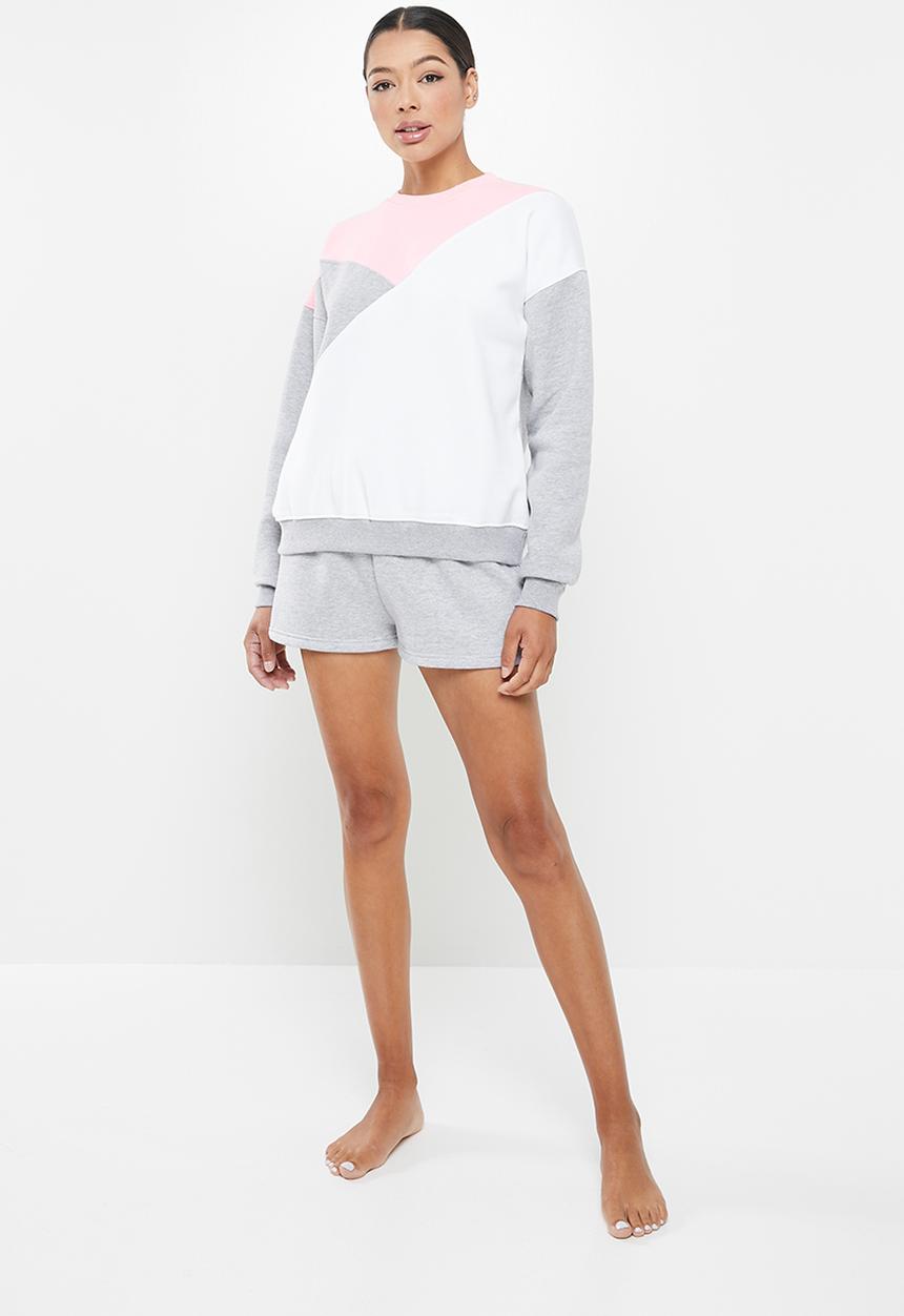 Missguided - Colourblock sweater short lounge set - multi