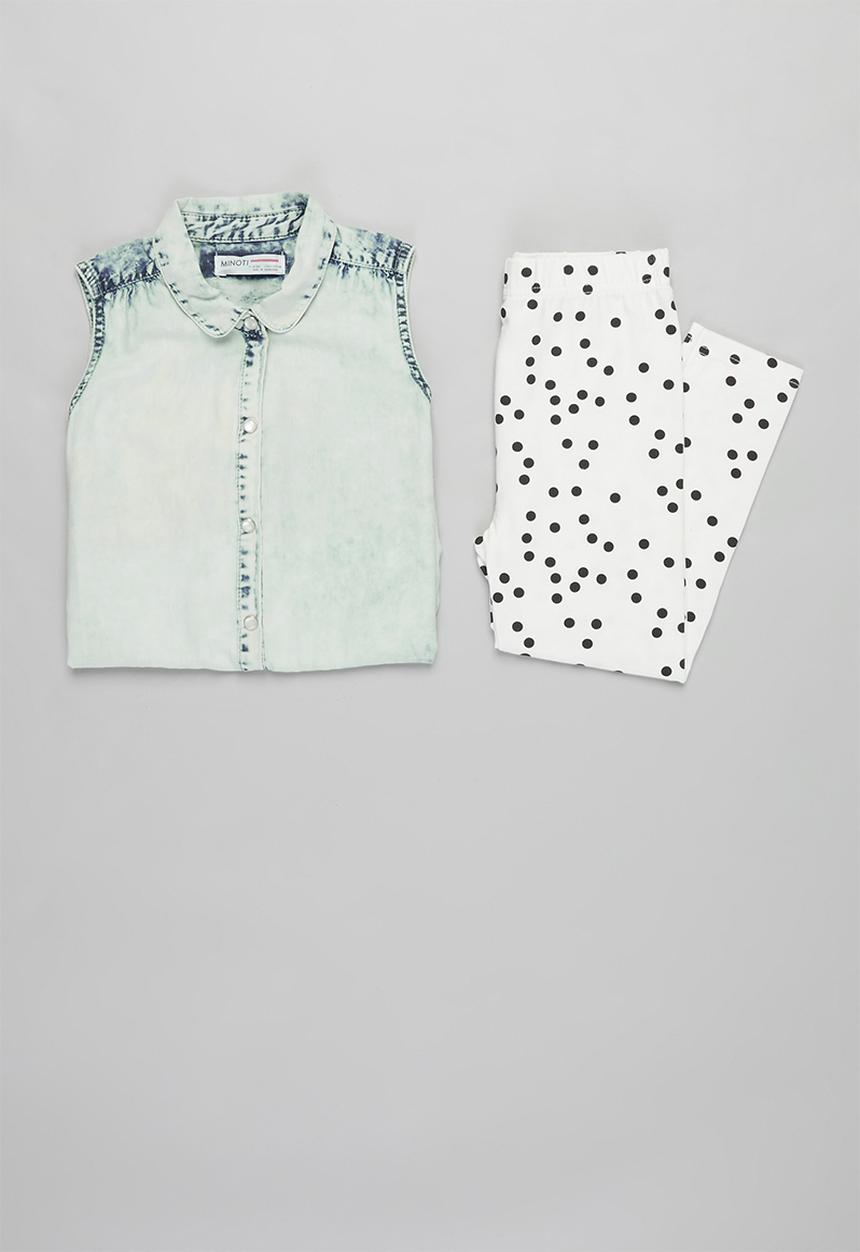 MINOTI - Denim shirt & aop legging set - multi 