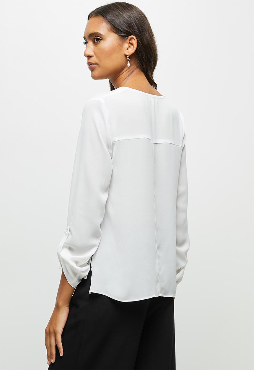 edit - Roll up sleeve blouse - ivory