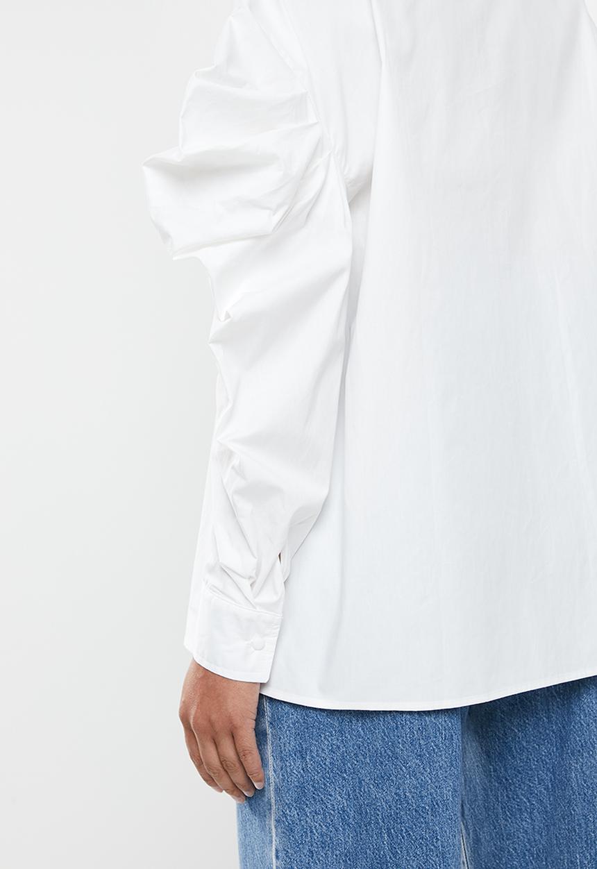 Missguided - Oversized poplin volume sleeve shirt - white