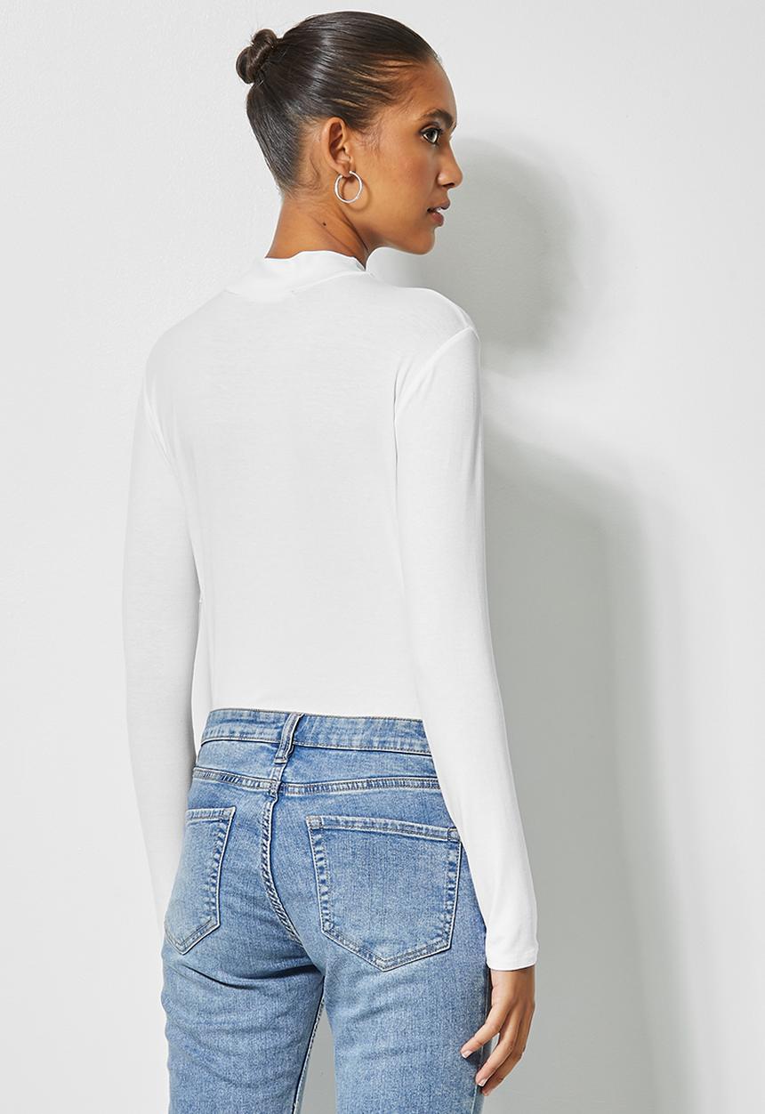 Superbalist - 2pk funnel neck viscose tops - white & neutral