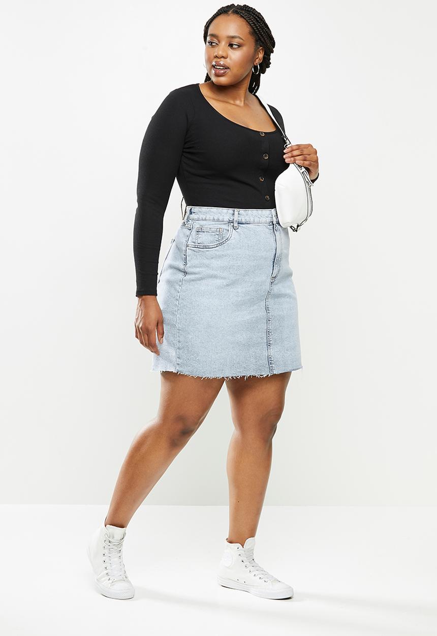 Cotton On - Curve denim mini skirt - blue