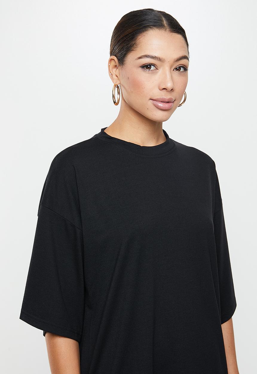 Missguided - Coord jersey T-shirt wide leg set - black