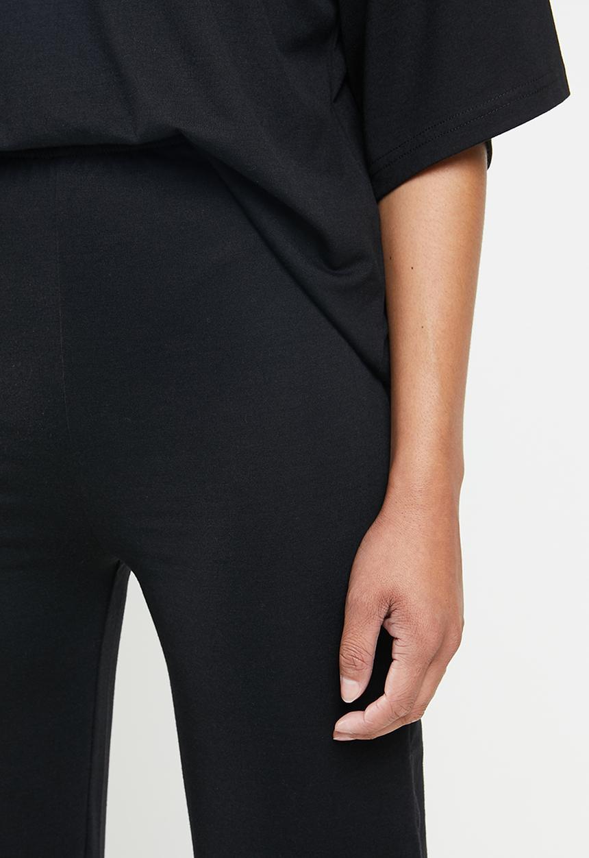 Missguided - Coord jersey T-shirt wide leg set - black