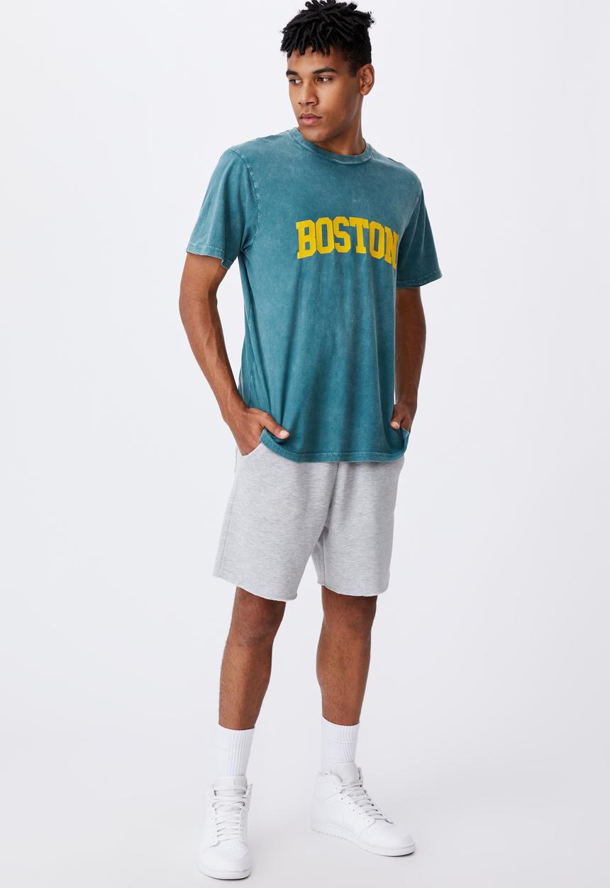 Factorie - Regular graphic t shirt - washed pine teal