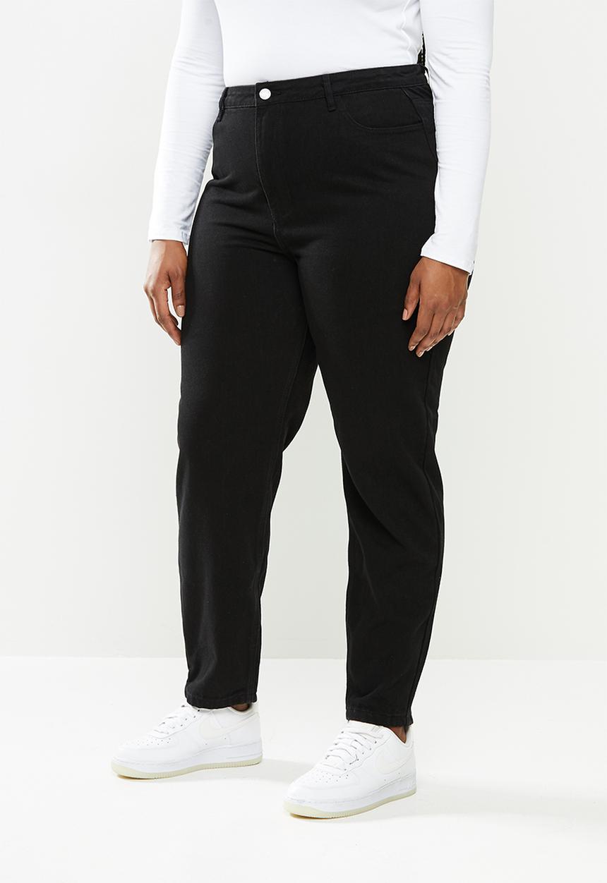 Missguided - Plus size black riot high rise clean mom jeans - black