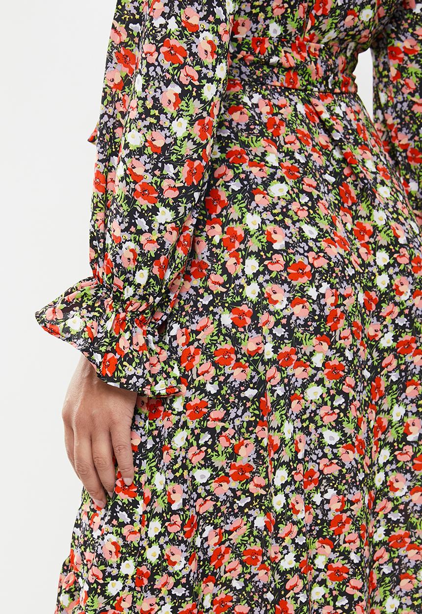 Missguided - Frill neck midi smock dress floral - multi