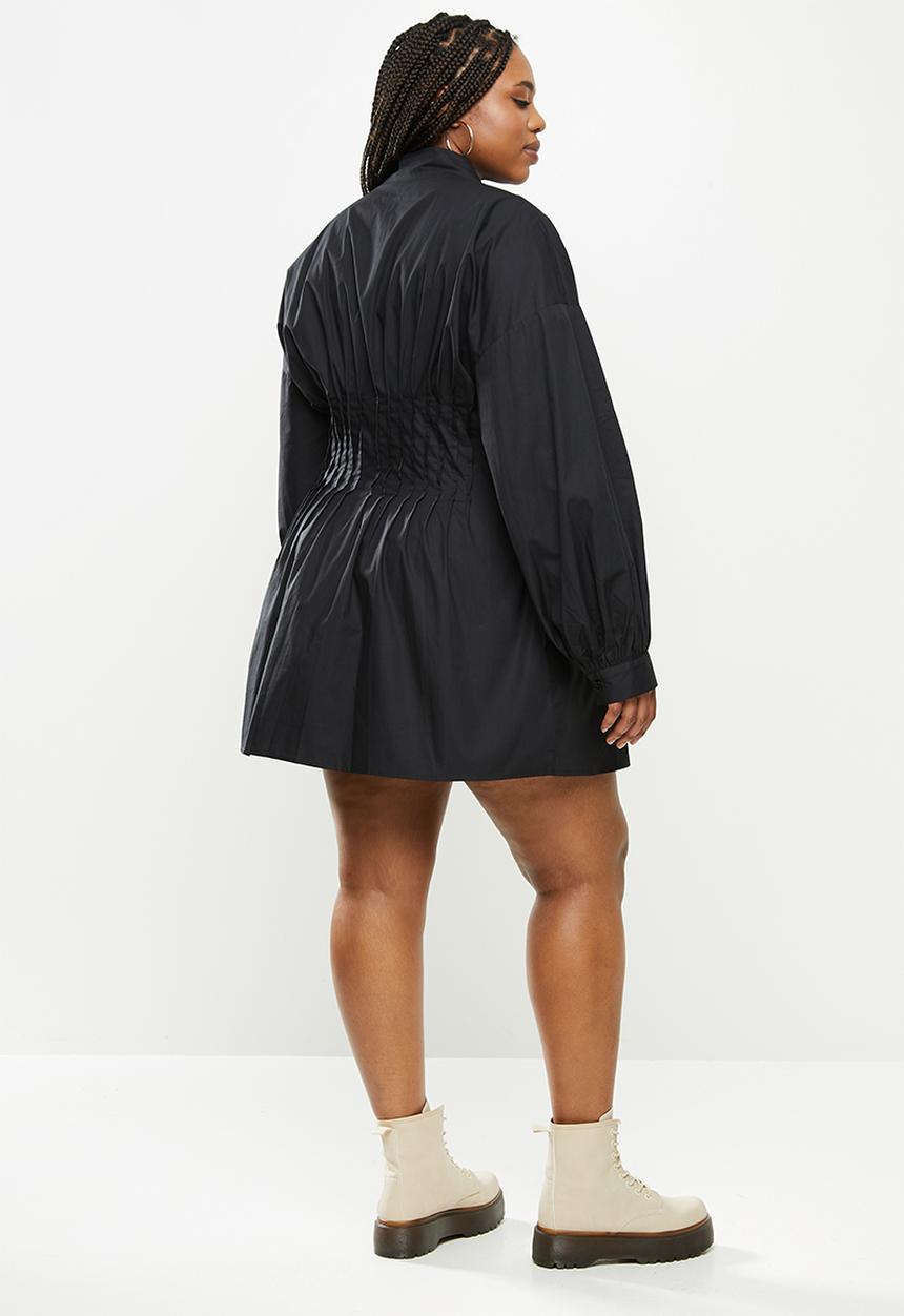 Missguided - Plus cinched waist shirt dress - black