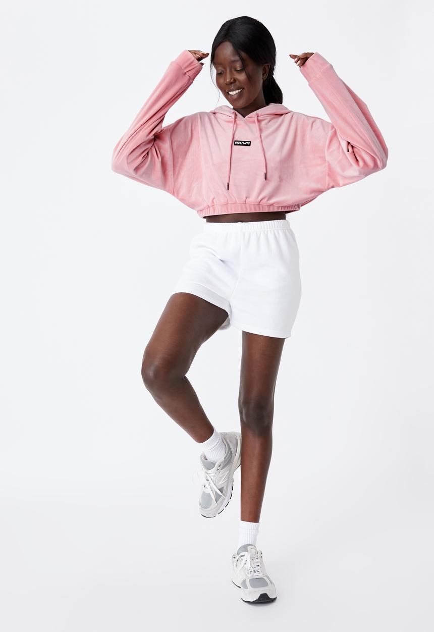 Factorie - Velour cropped hoody - silver pink