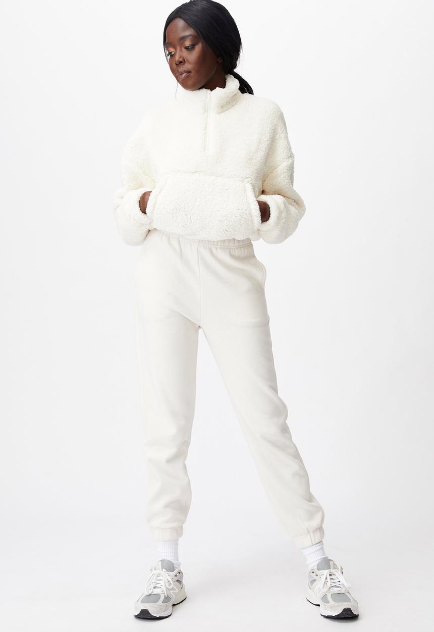 Factorie - Qtr zip teddy fleece - ivory