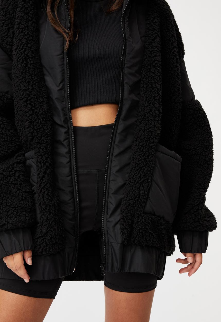 Factorie - Oversized teddy jacket - black