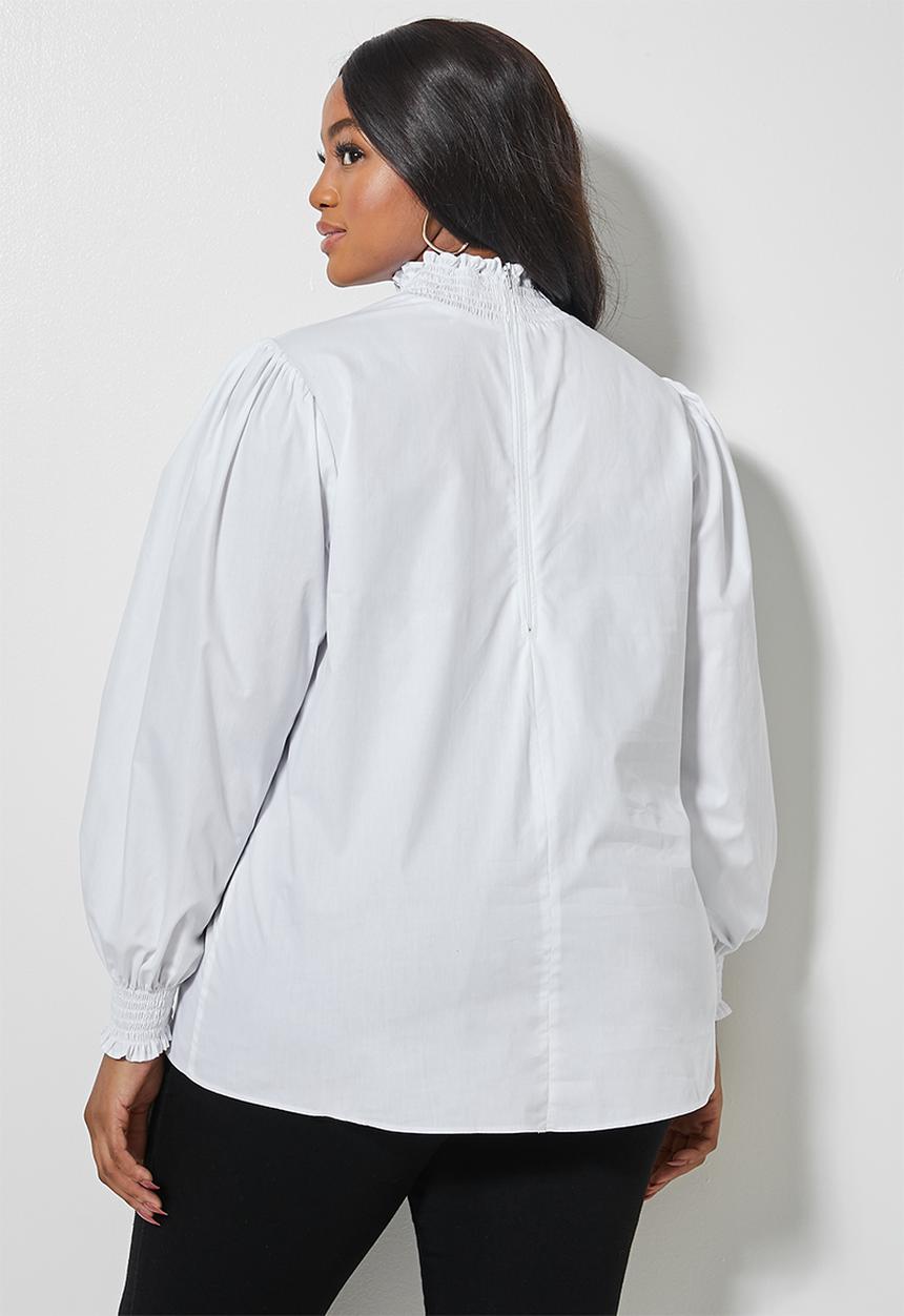 Superbalist - Highneck shirred blouse - white