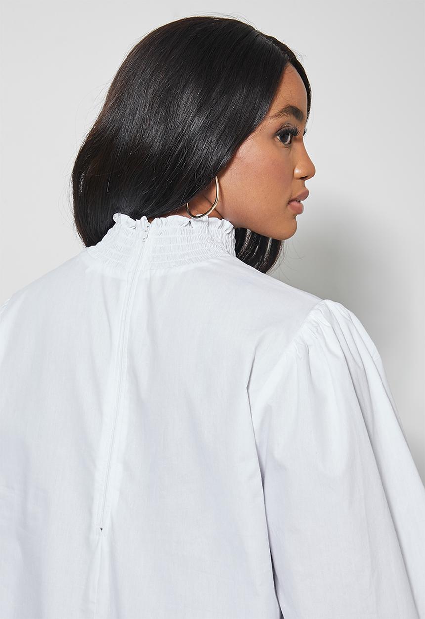 Superbalist - Highneck shirred blouse - white