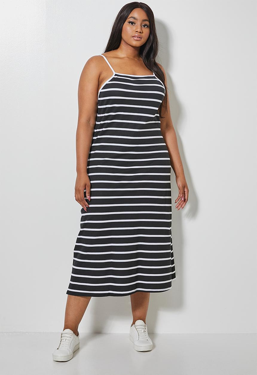 Superbalist - Square neck strappy dress - black & white