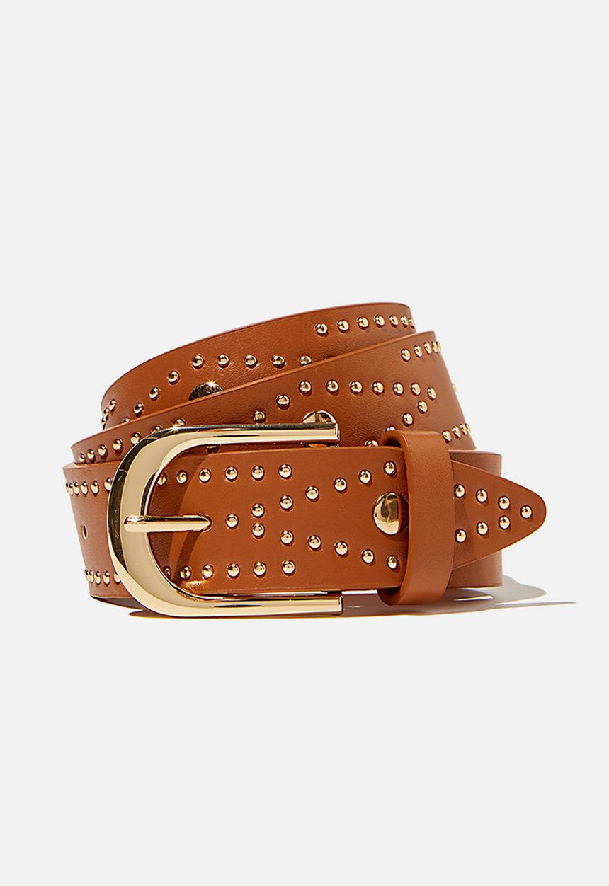 Rubi - Fashion studded belt - tan