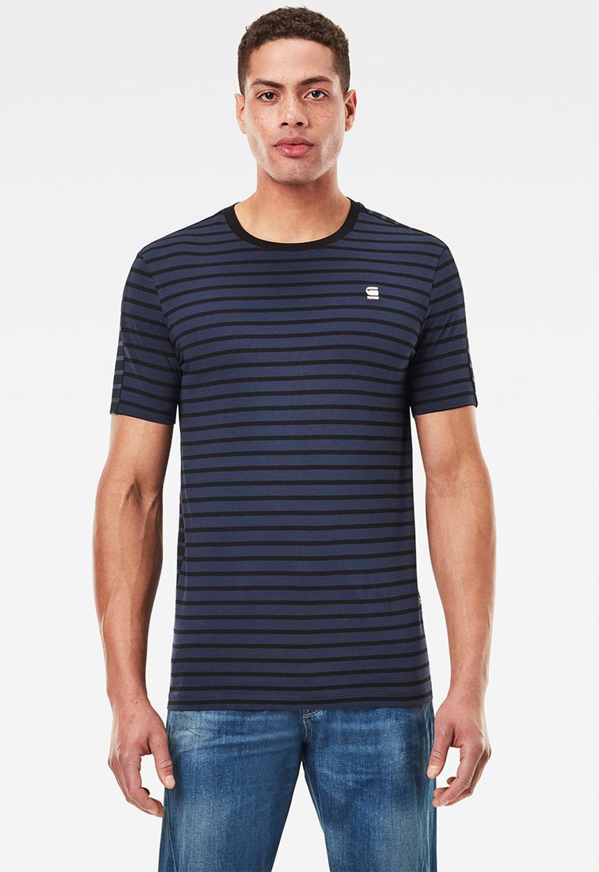 G-STAR - Korpaz stripe gr slim r short sleeve tee- sartho blue/dk black stripe
