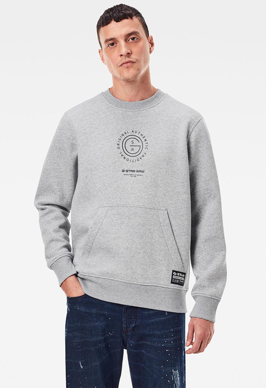 G-STAR - Multi graphic pkt r long sleeve sweat - grey htr