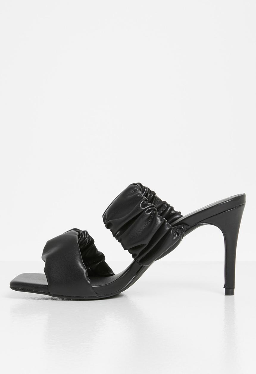 Missguided - Double strap ruched square toe mule - black