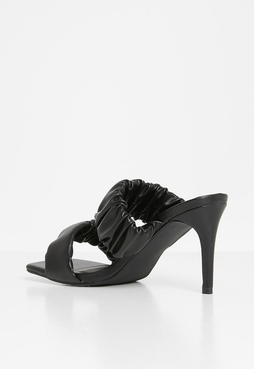 Missguided - Double strap ruched square toe mule - black