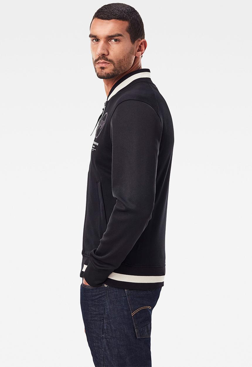 G-STAR - Baseball zip through long sleeve sweat - dk black