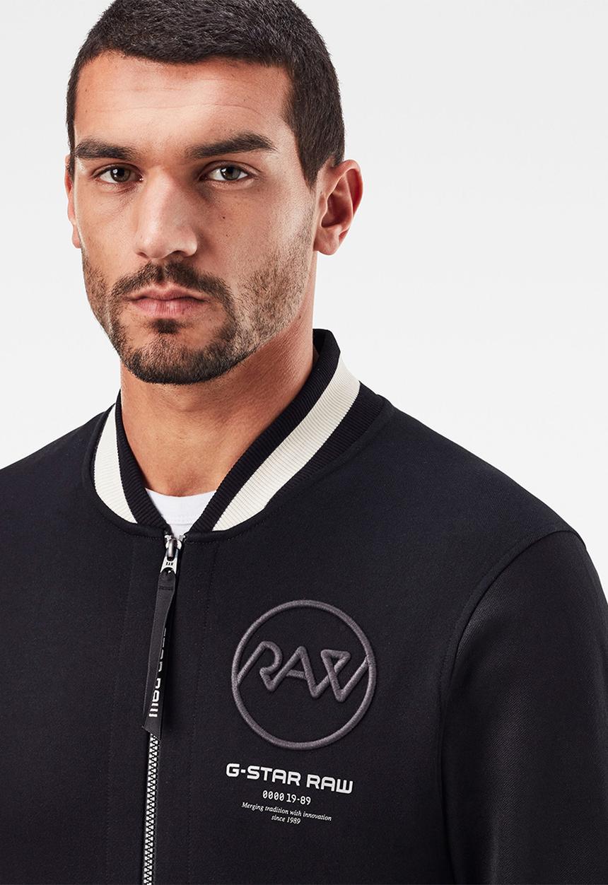 G-STAR - Baseball zip through long sleeve sweat - dk black