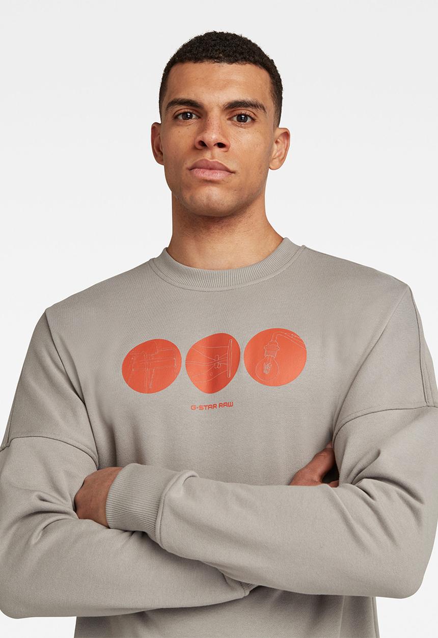 G-STAR - Drop shldr objects graphic r long sleeve sweat - neutral
