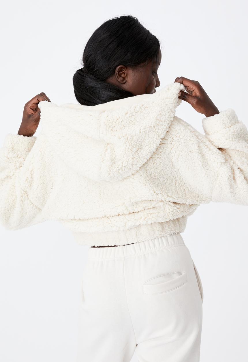 Factorie - Crop teddy jacket - ecru