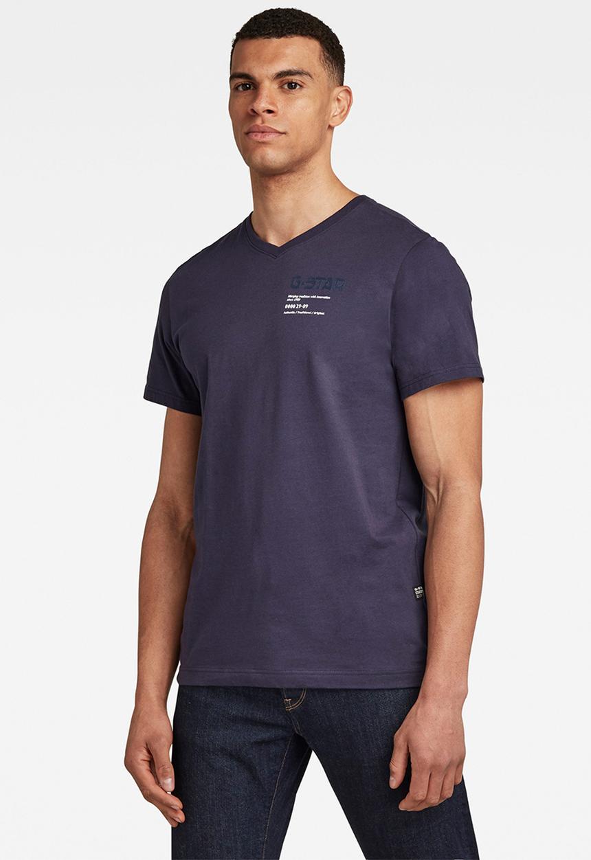 G-STAR - G-star chest graphic v short sleeve tee - sartho blue