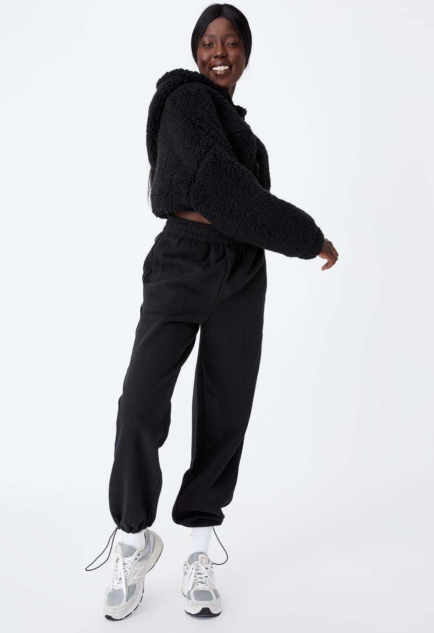 Factorie - Crop teddy jacket - black