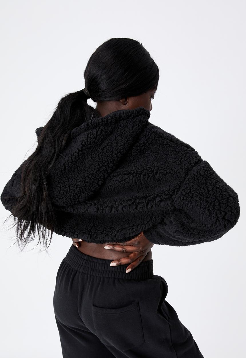 Factorie - Crop teddy jacket - black