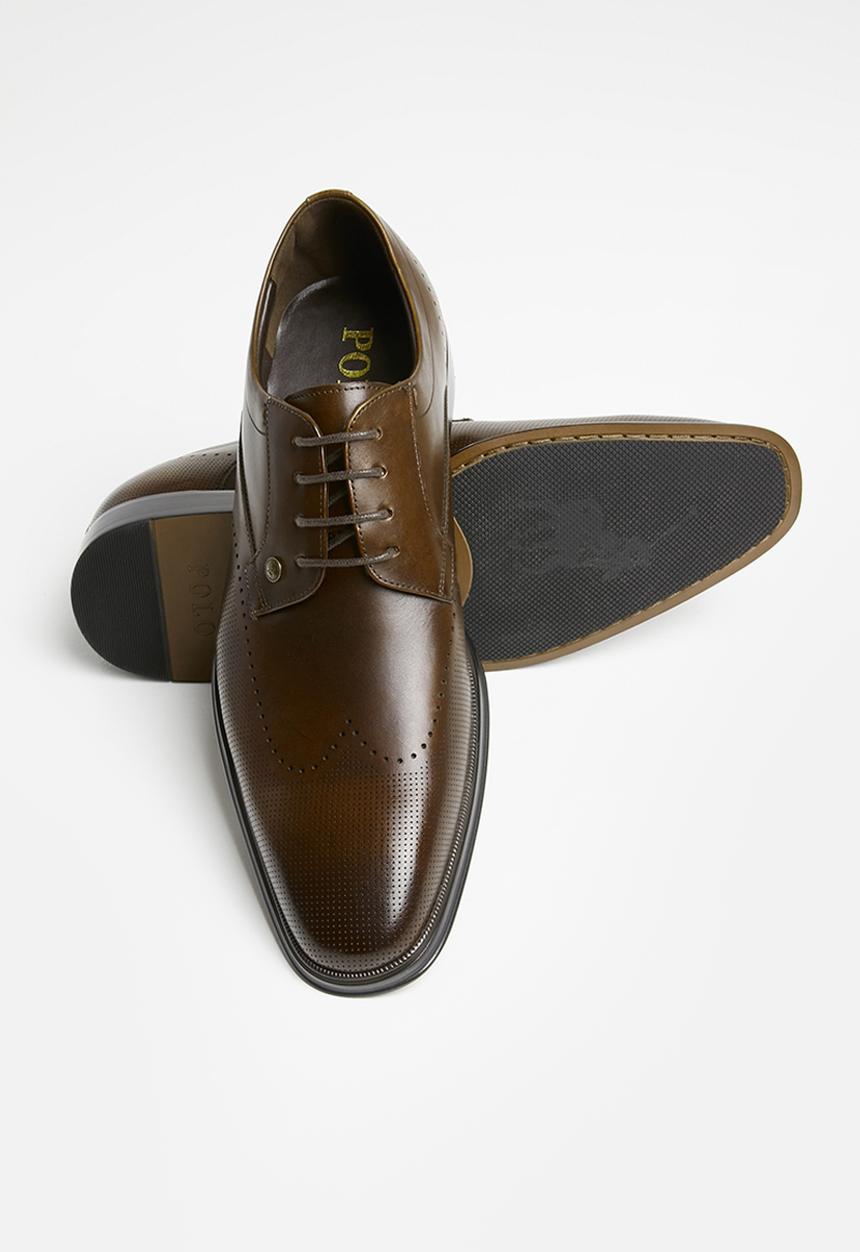 POLO - Gibson leather pin punch padded collar - brown