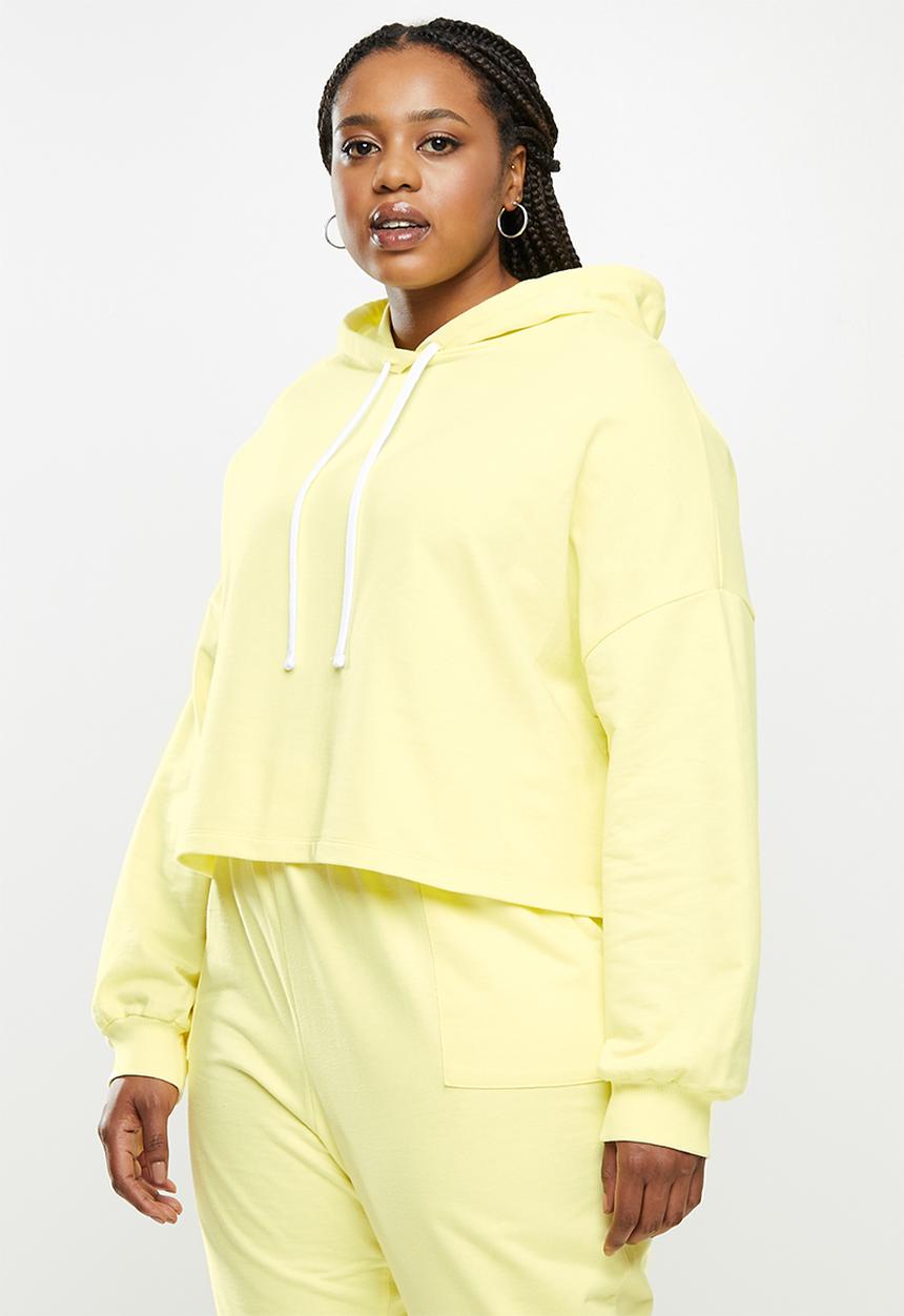 Blake - Fleece cropped hoodie - butter yellow