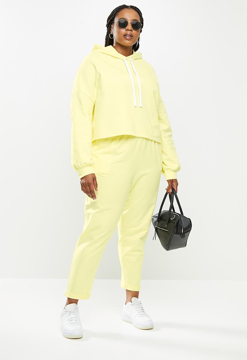 Blake - Fleece cropped hoodie - butter yellow