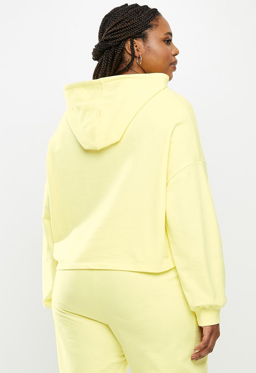 Blake - Fleece cropped hoodie - butter yellow