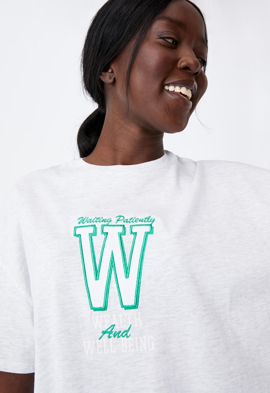 Factorie - Super relaxed graphic tee - silver marle