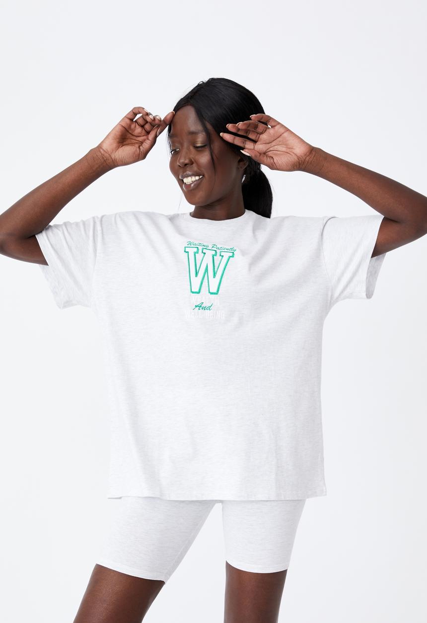 Factorie - Super relaxed graphic tee - silver marle