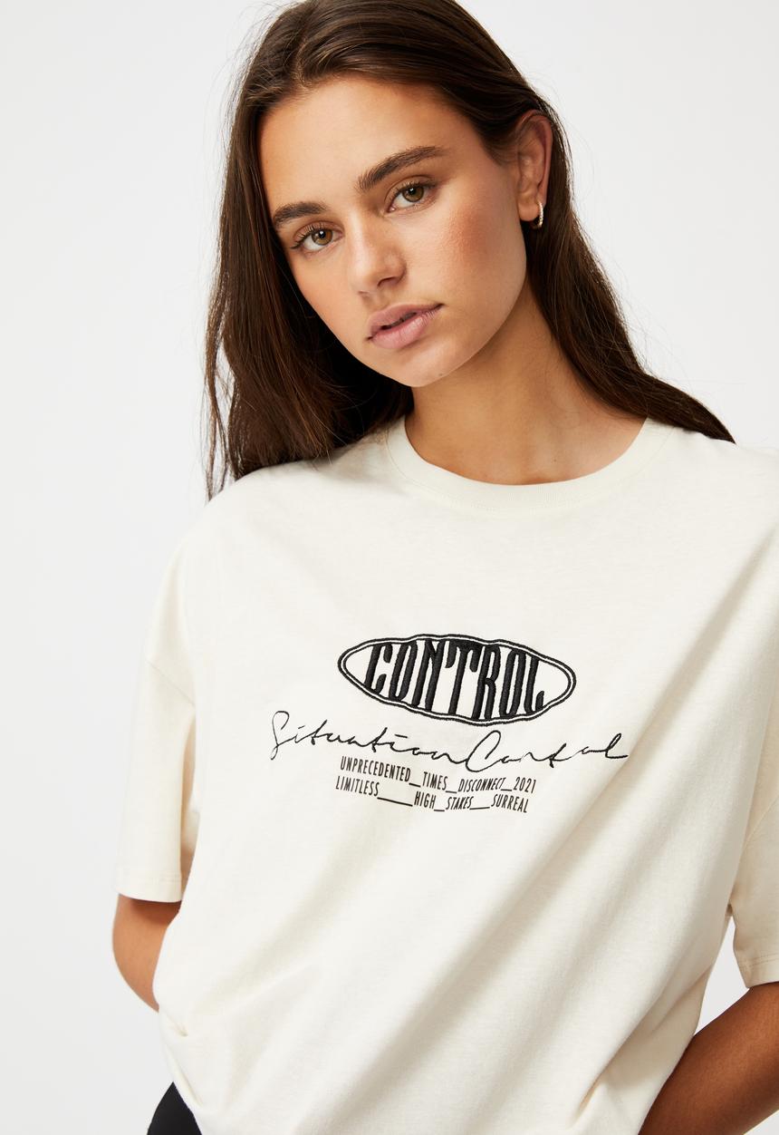Factorie - Super relaxed graphic tee - ivory