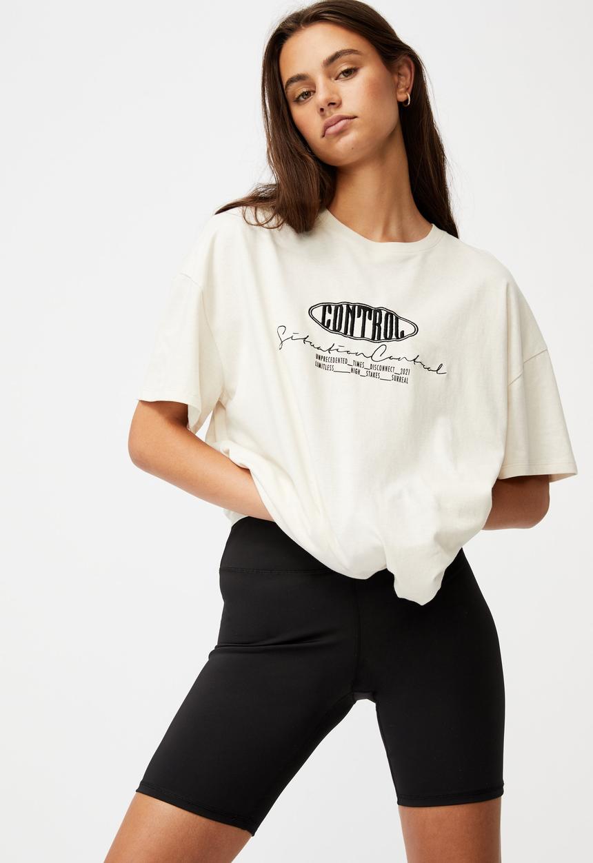 Factorie - Super relaxed graphic tee - ivory
