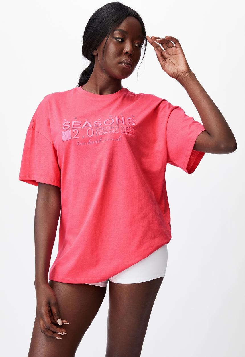 Factorie - Super relaxed graphic tee - honeysuckle