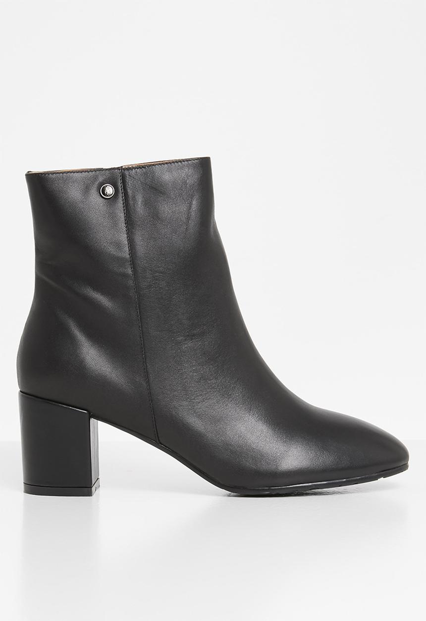 POLO - Amber leather heeled ankle boot - black