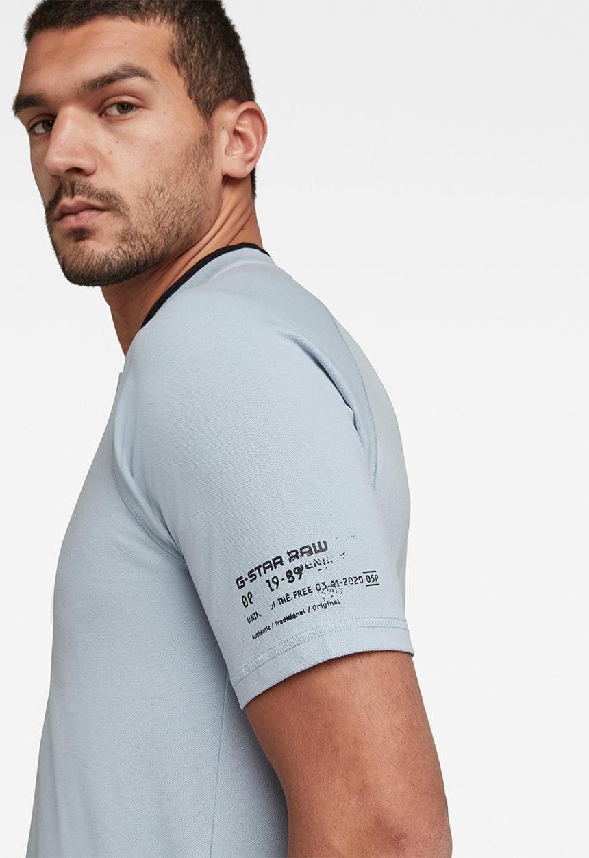 G-STAR - Baseball collar graphic short sleeve slim polo - faze blue