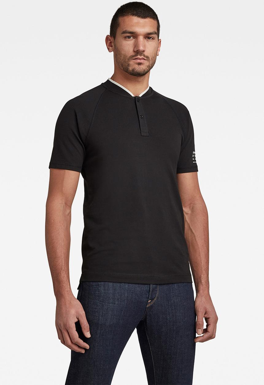 G-STAR - Baseball collar graphic short sleeve slim polo - dk black