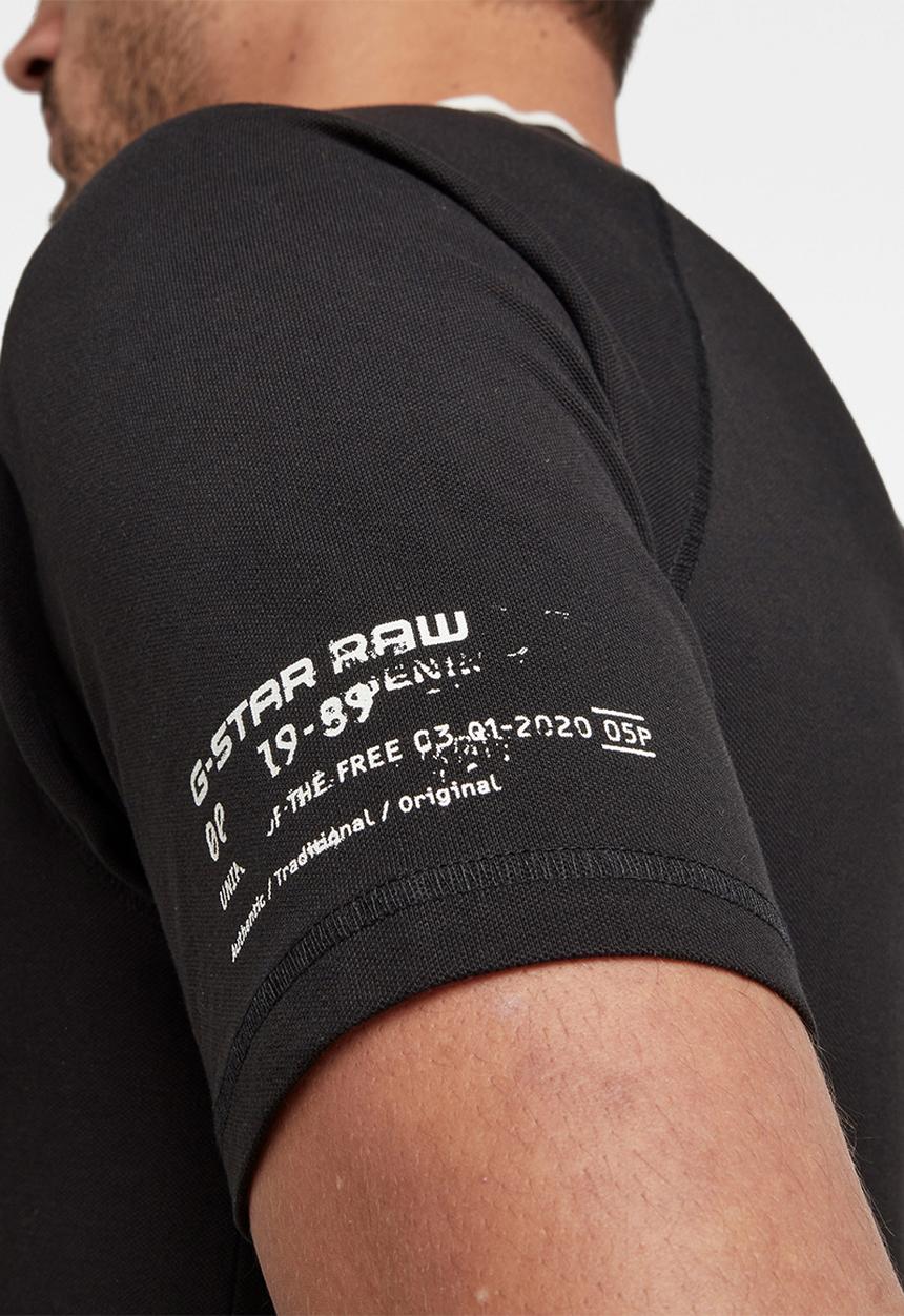 G-STAR - Baseball collar graphic short sleeve slim polo - dk black