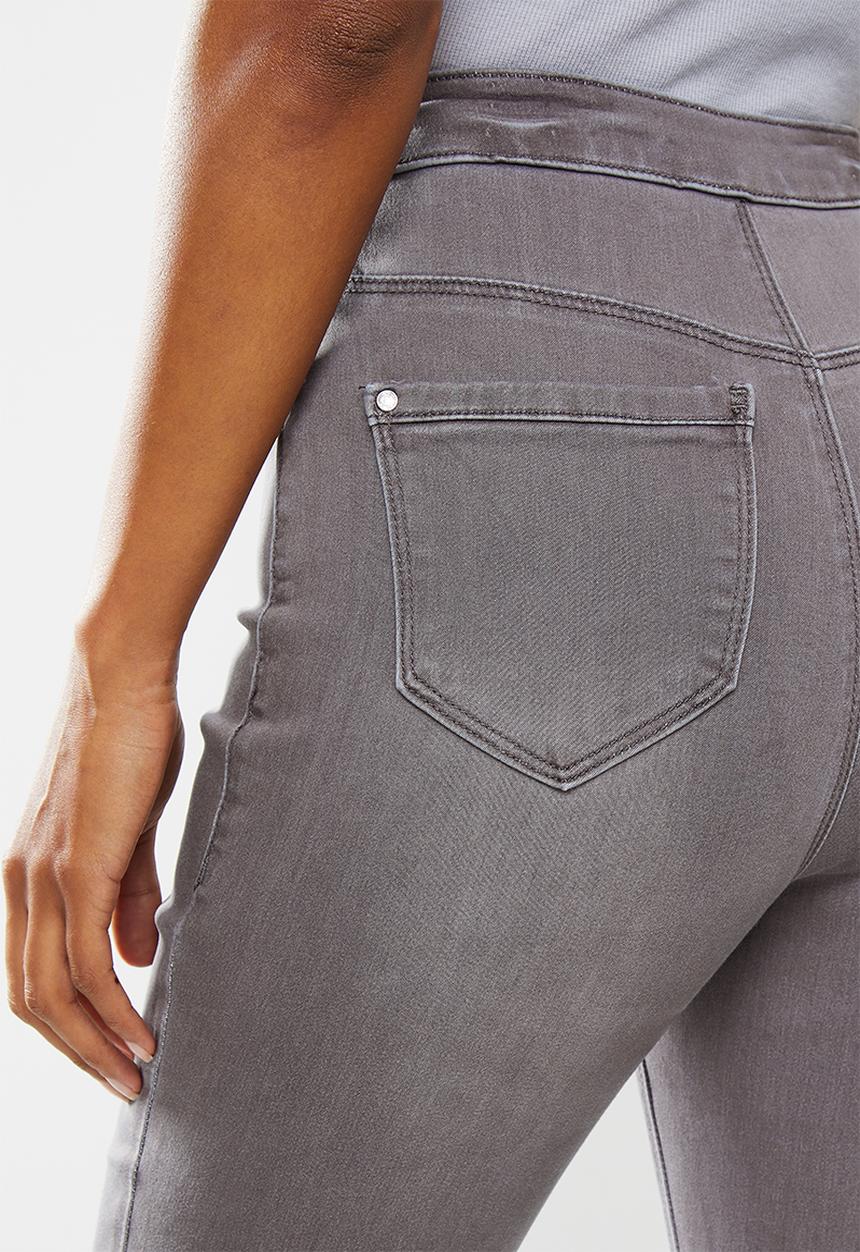 Missguided - Petite vice exposed zip detail jeans - grey