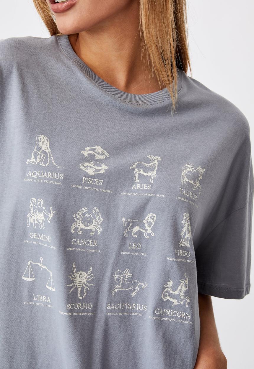 Factorie - Super relaxed graphic tee - fog grey