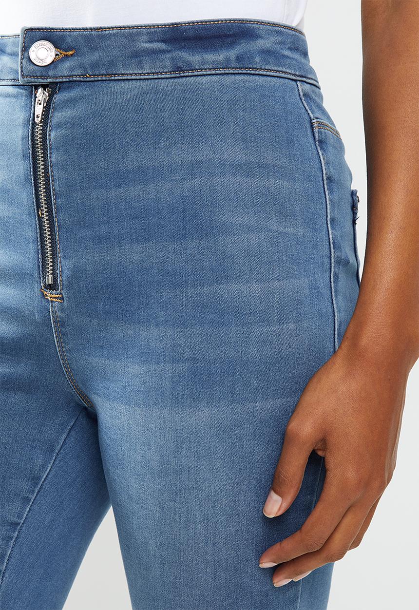 Missguided - Petite vice highwaist skinny jeans zipfly - blue