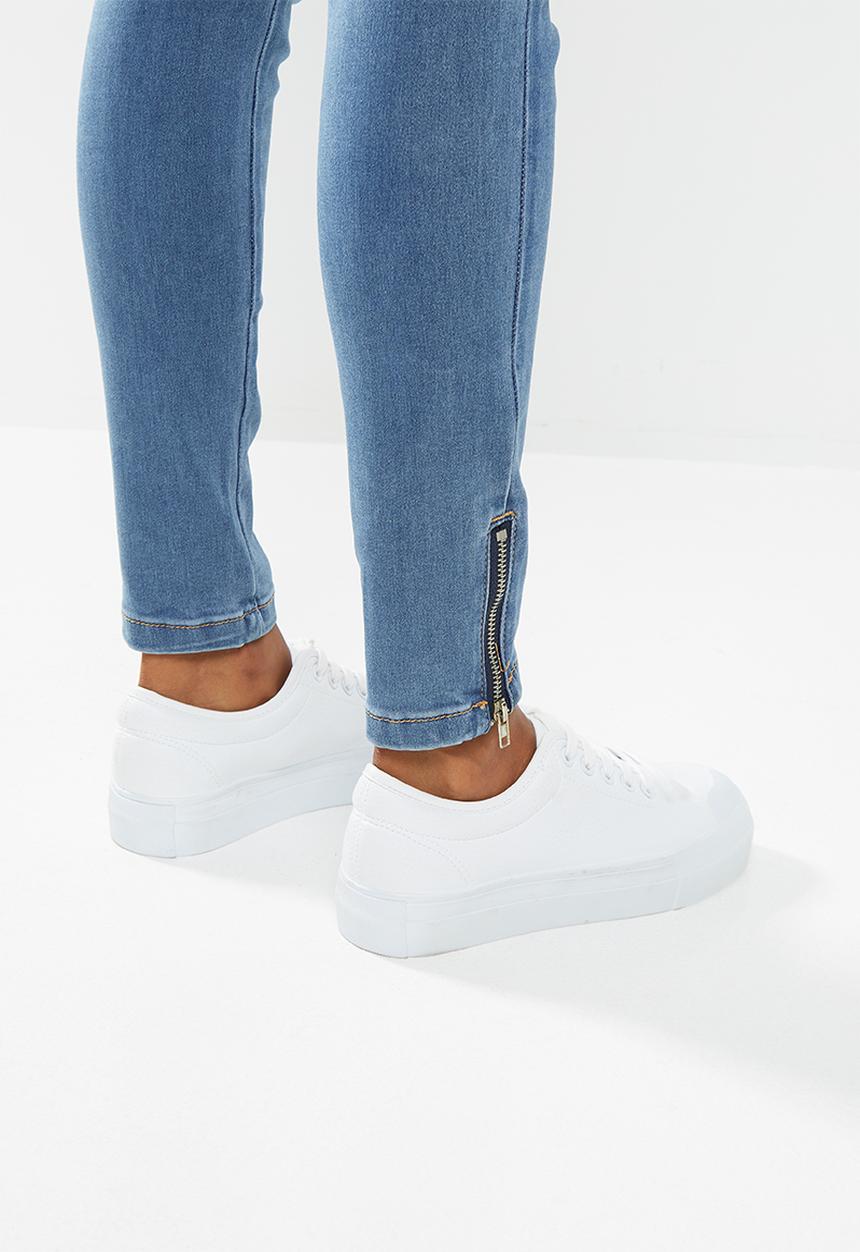 Missguided - Petite vice highwaist skinny jeans zipfly - blue