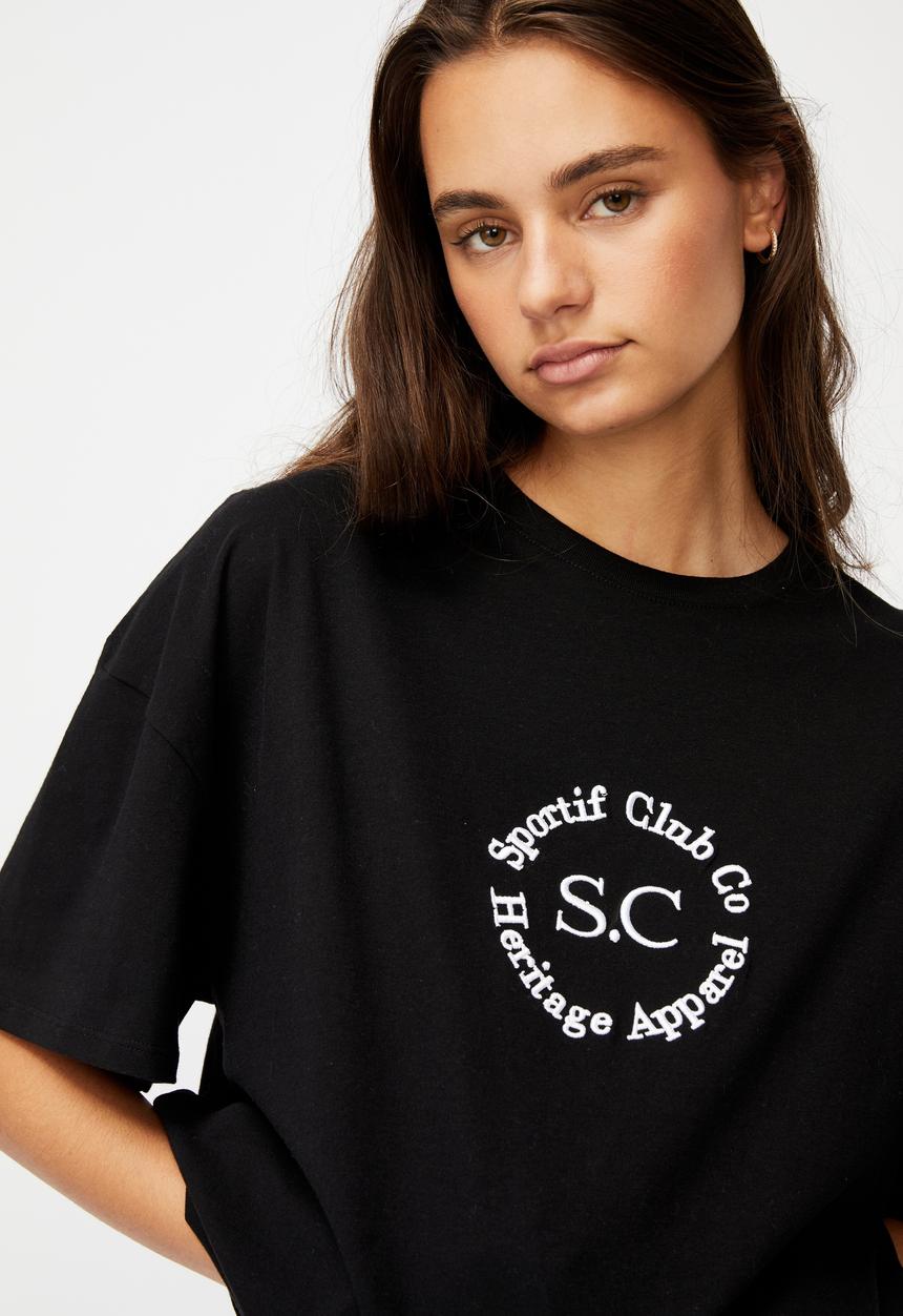 Factorie - Super relaxed graphic tee - black