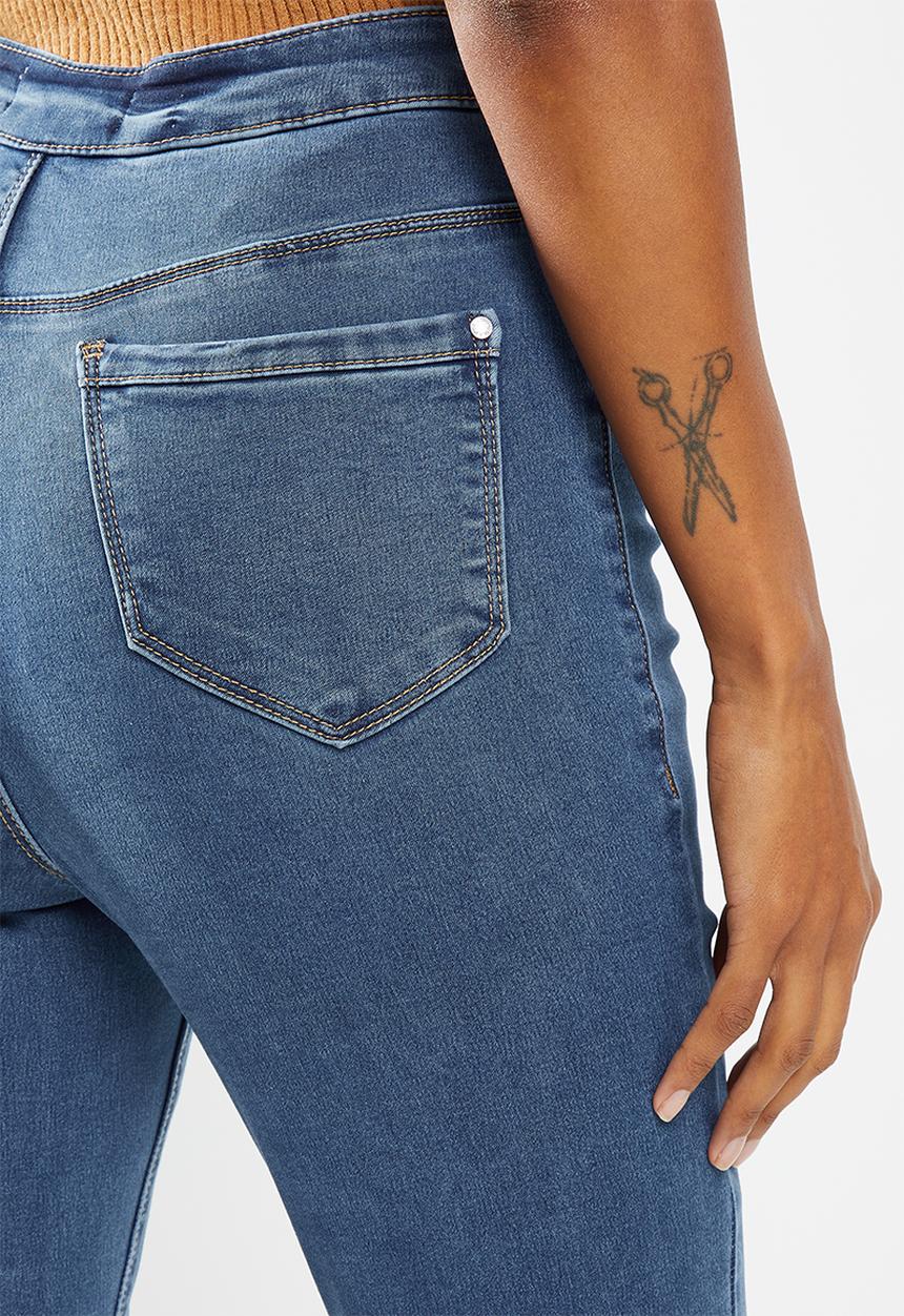 Missguided - Petite vice highwaisted slash knee skinny - blue