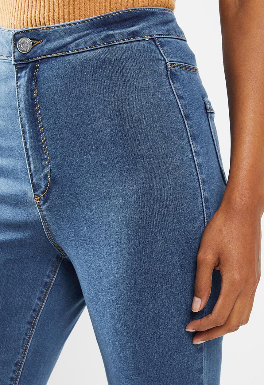 Missguided - Petite vice highwaisted slash knee skinny - blue